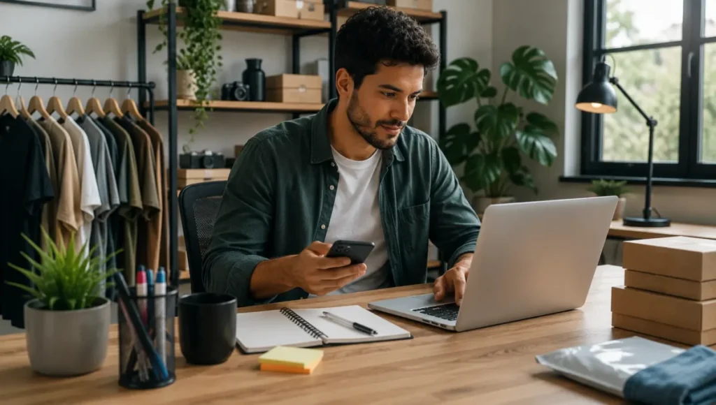 Empreendedor usando ferramentas digitais para criar oportunidades de renda