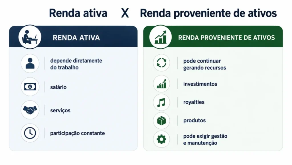 Comparação entre renda ativa e renda proveniente de ativos