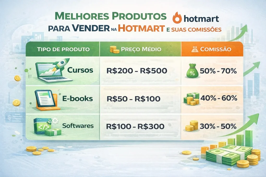Tabela Comparativa: Melhores Produtos para Vender na Hotmart e Suas Comissões