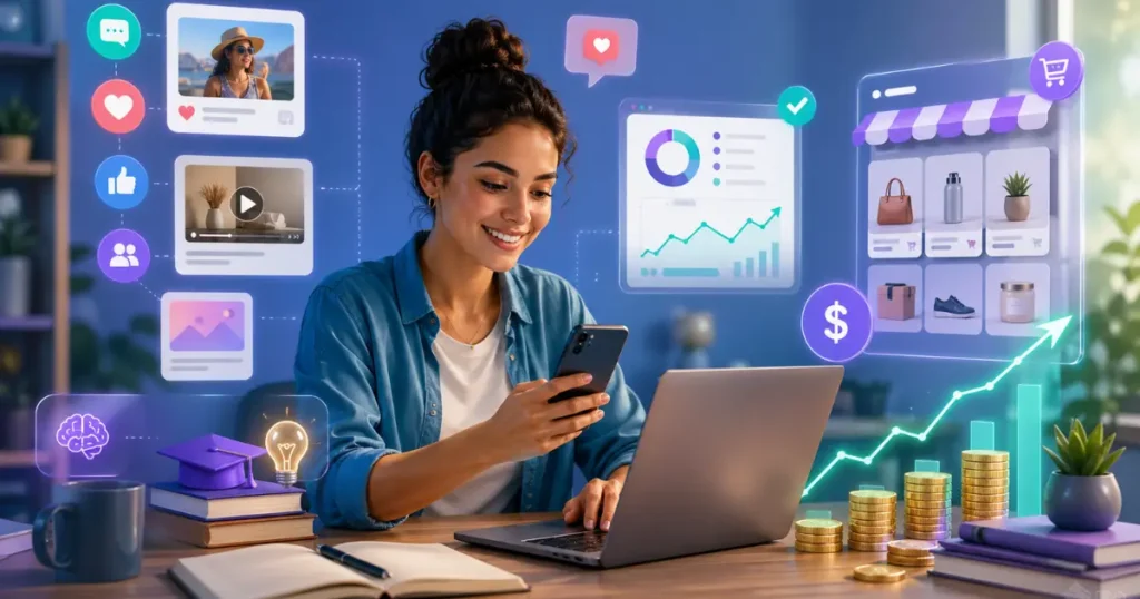 redes sociais para negócios , renda extra e empreendedorismo digital