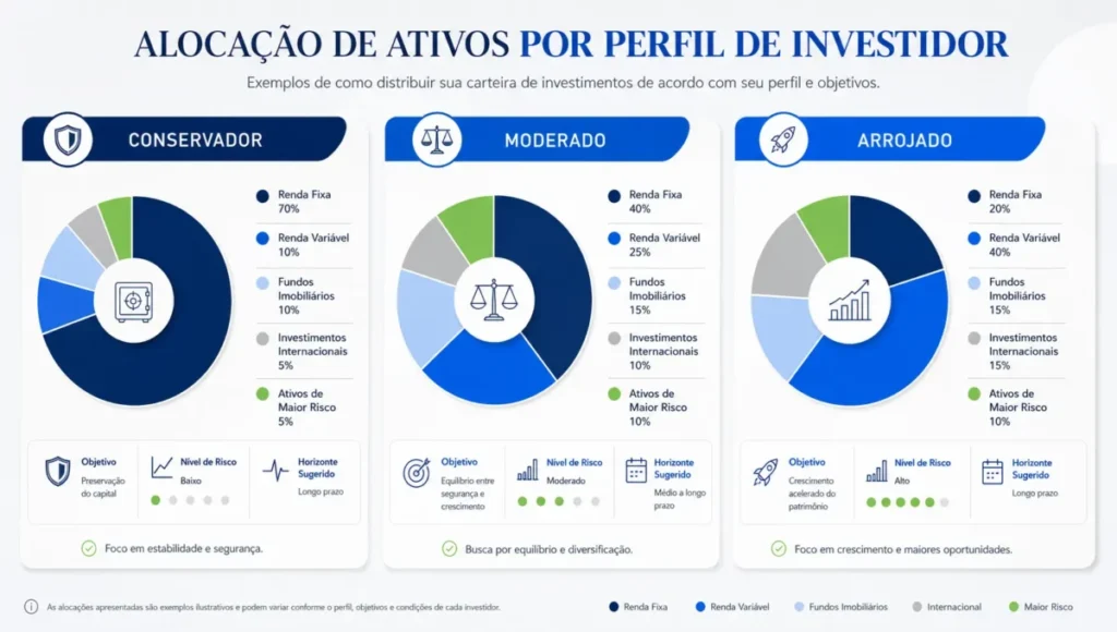 Exemplos de alocação de ativos por perfil de investidor