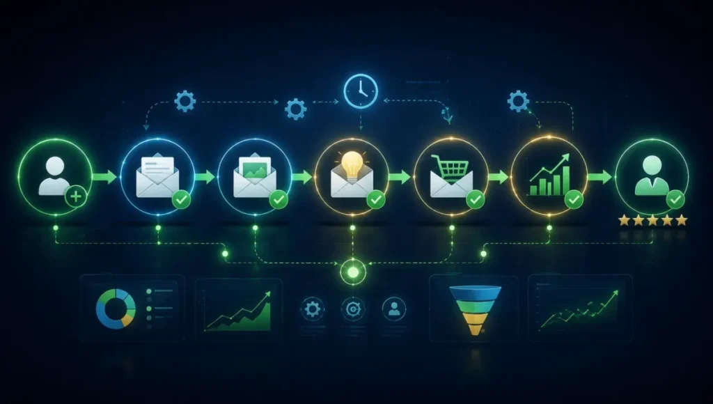 Sequência de automação de e-mail marketing para nutrir leads e gerar vendas
