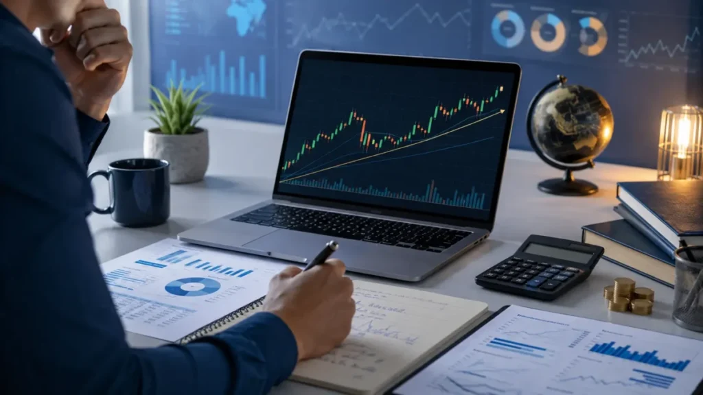 Estudo sobre Bolsa de Valores com gráficos ações e análise financeira