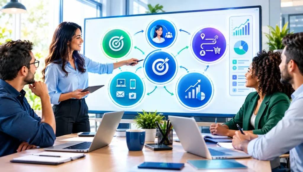 Planejamento de estratégia de Inbound Marketing com objetivos, persona, jornada, canais e métricas