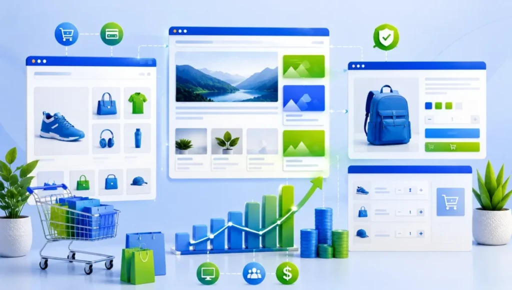 loja virtual com blog, produtos e anúncios em áreas de conteúdo.