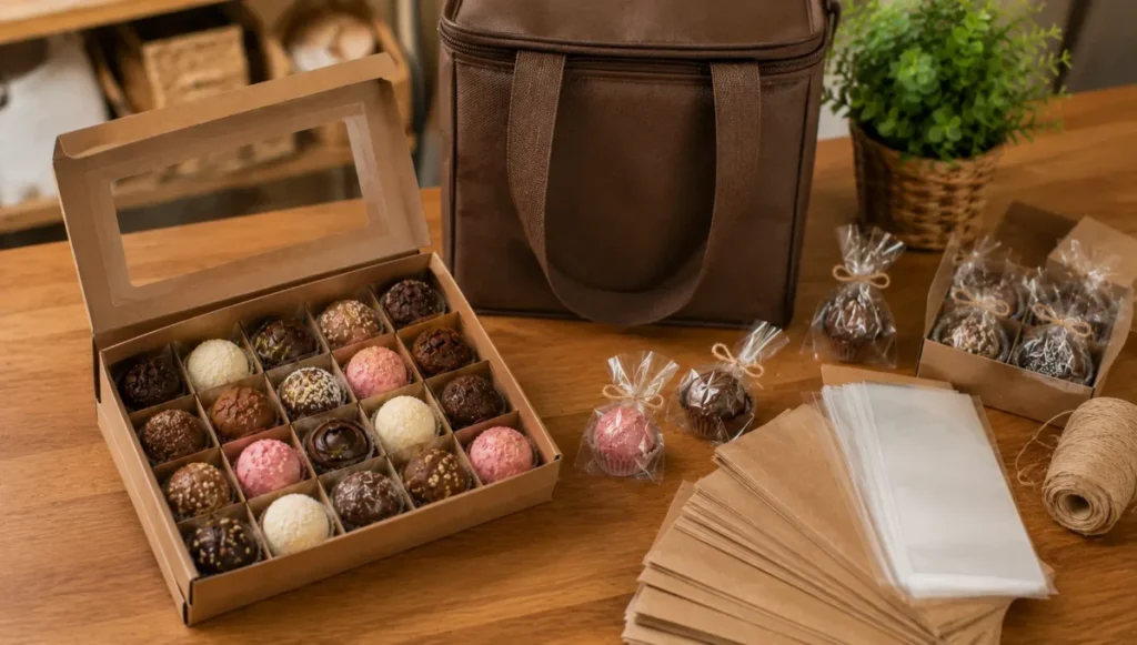 Caixa de trufas pronta para venda em diferentes locais
