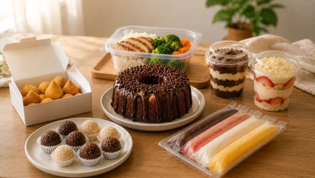 Produtos para cardápio inicial de comida para vender