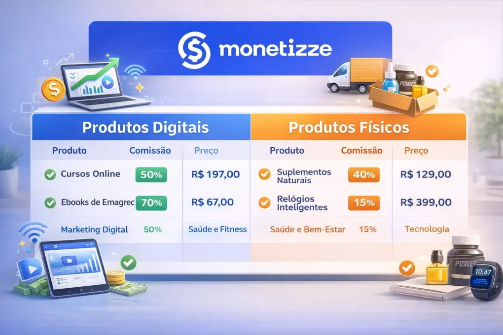 Tabela de Comparação de Produtos na Monetizze