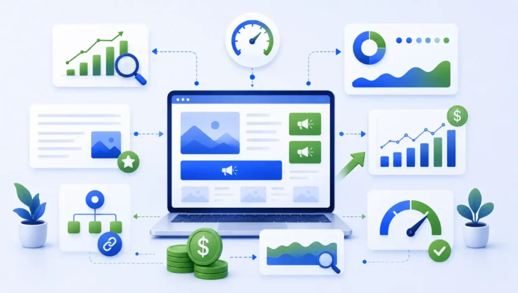 SEO, RPM, links internos e monetização