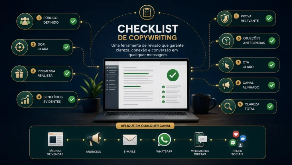 Infográfico explicando o que é um checklist de copywriting