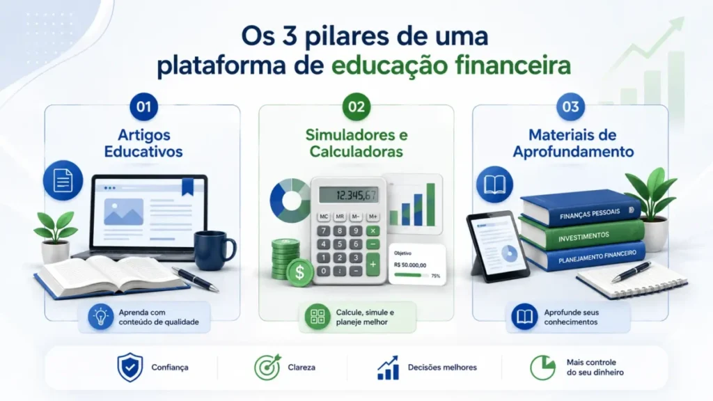 Infográfico com artigos simuladores e materiais educativos