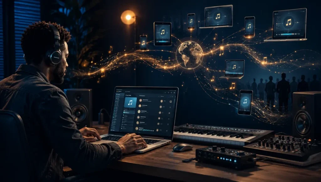 Distribuição de músicas e alcance de audiência por meio de plataformas digitais