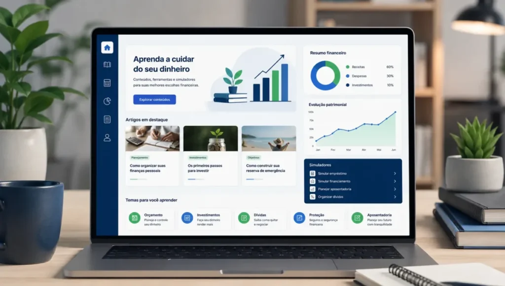Plataforma de educação financeira com artigos e ferramentas