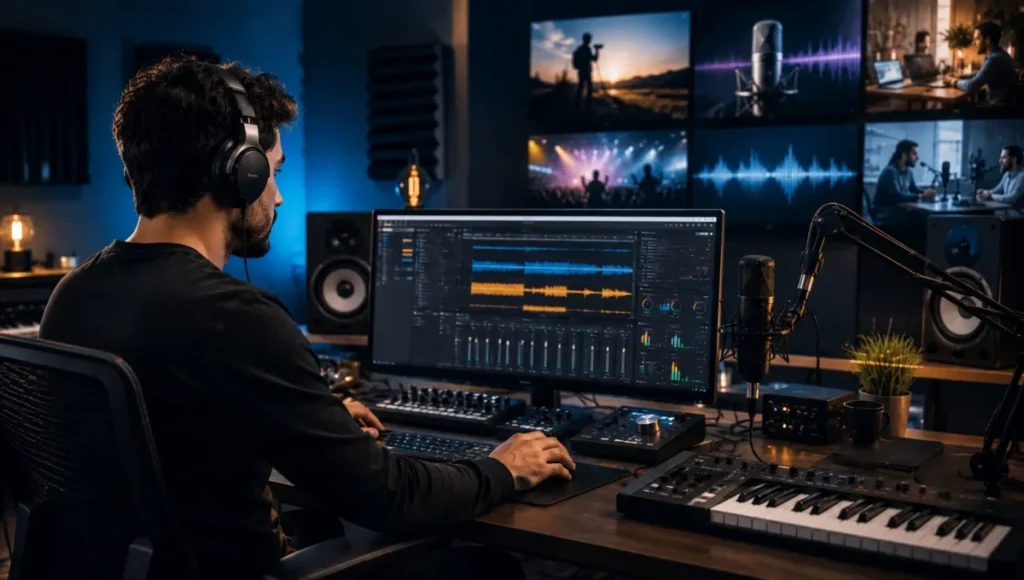 Produção musical e criação de trilhas sonoras para projetos digitais