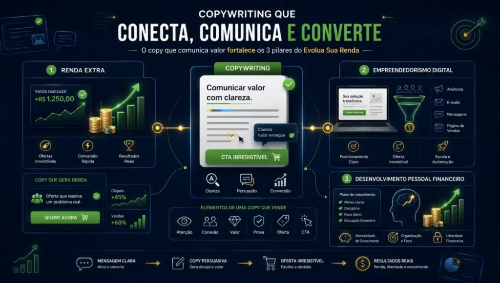 Erros de copywriting ligados à renda extra, empreendedorismo digital e desenvolvimento financeiro