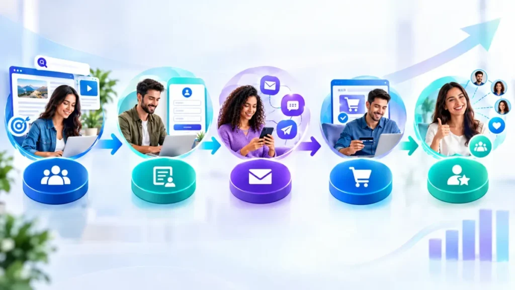 Jornada de atração, conversão, relacionamento, venda e fidelização no marketing digital