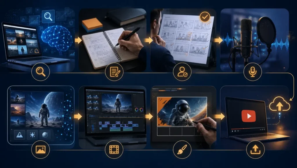 Processo de criação de vídeo original com inteligência artificial