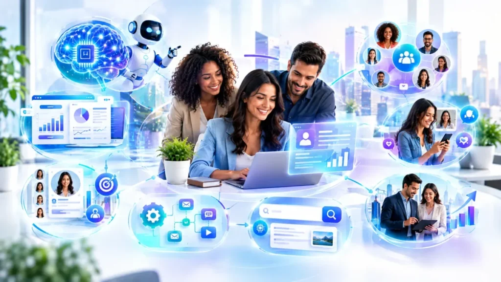 Tendências futuras do marketing digital com inteligência artificial, personalização, automação, dados e comunidades