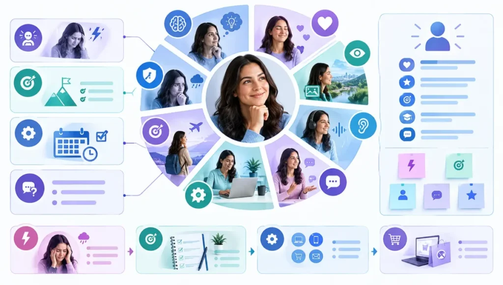 Mapa de empatia utilizado para compreender uma persona de marketing