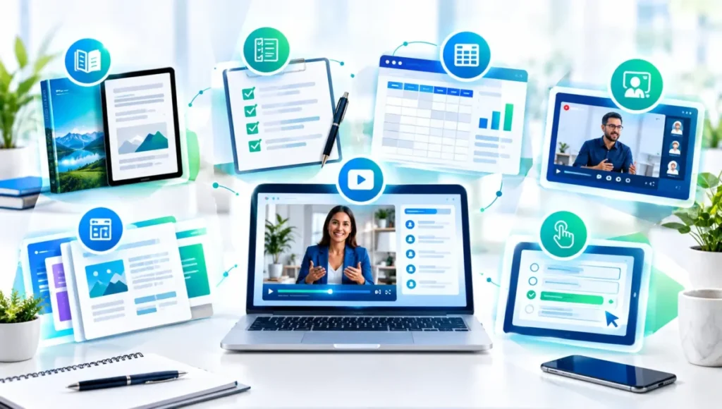 Principais formatos de iscas digitais como ebooks, checklists e materiais gratuitos