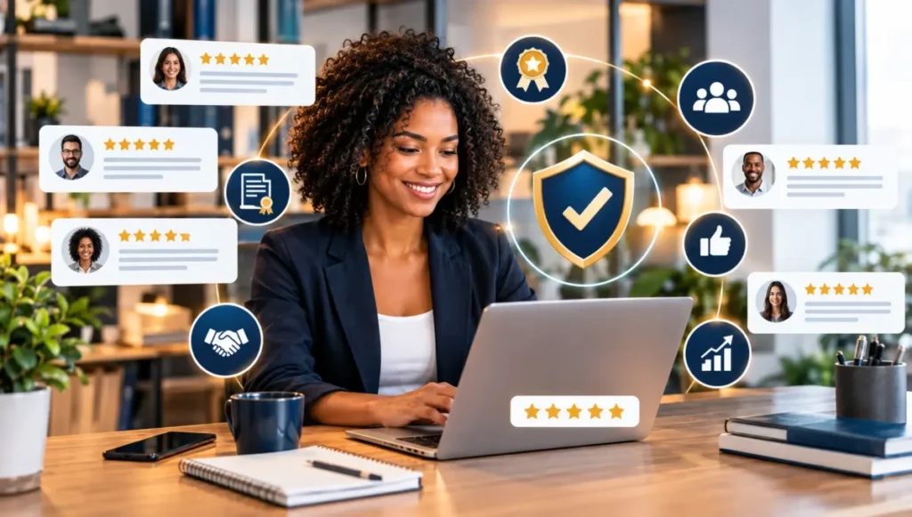 Elementos de prova social utilizados para fortalecer credibilidade digital