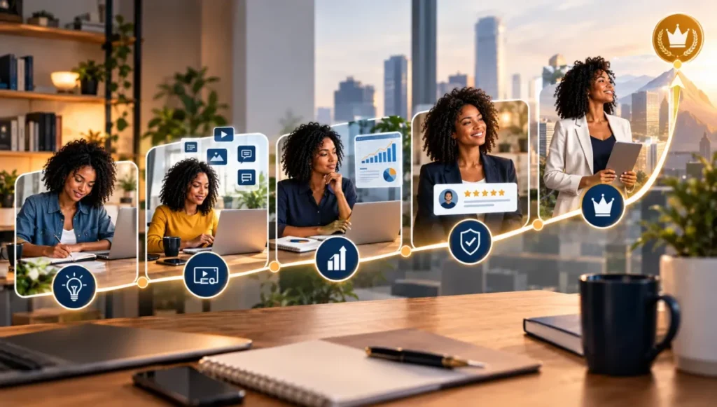 Processo gradual de construção de autoridade no mercado digital