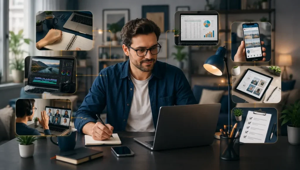Trabalho online com habilidades para gerar renda extra em casa