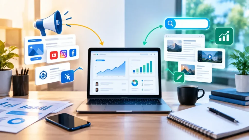 Comparação entre tráfego pago e tráfego orgânico no marketing digital